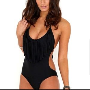 🆕 Black Fringe one piece swim suit